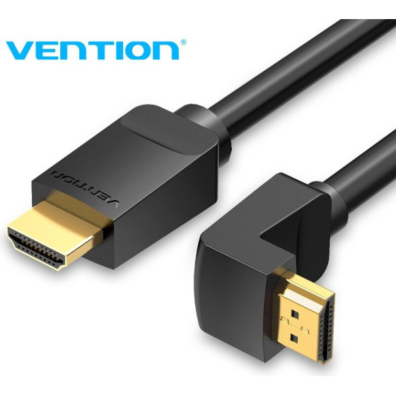 Vention HDMI Right Angle 270 Degree v2.0 M / M 4K/60Hz Gold - 1.5M Black - (AAQBG)