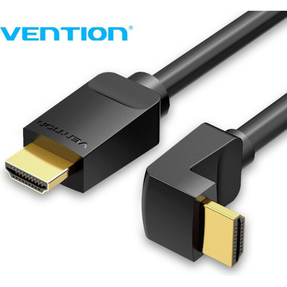 Vention HDMI Right Angle 90 Degree v2.0 M / M 4K/60Hz Gold - 2M Black - (AARBH)