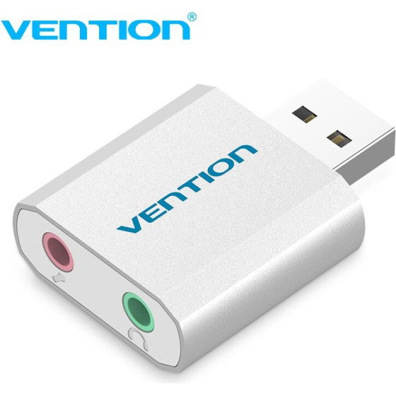 Vention USB Sound card - Headphones, Mic, Silver - (VAB-S13)