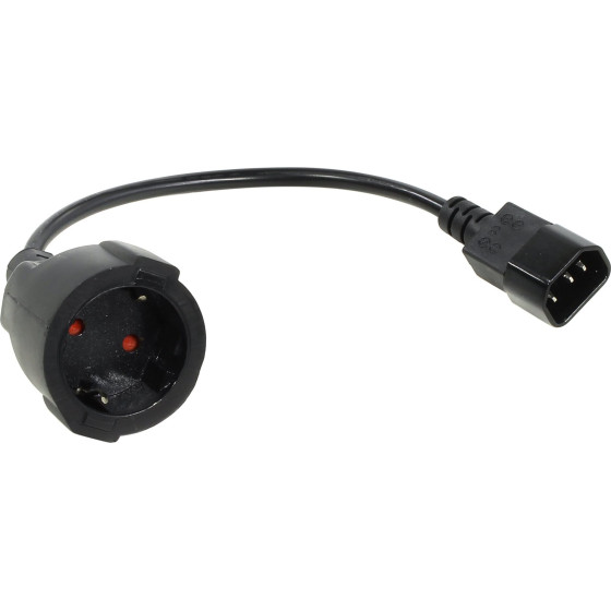 VCom Cable Power Ext IEC 320 C14 / SCHUKO F 0.2m 16A Black - (CE002-CU1.5mm-0.2m)