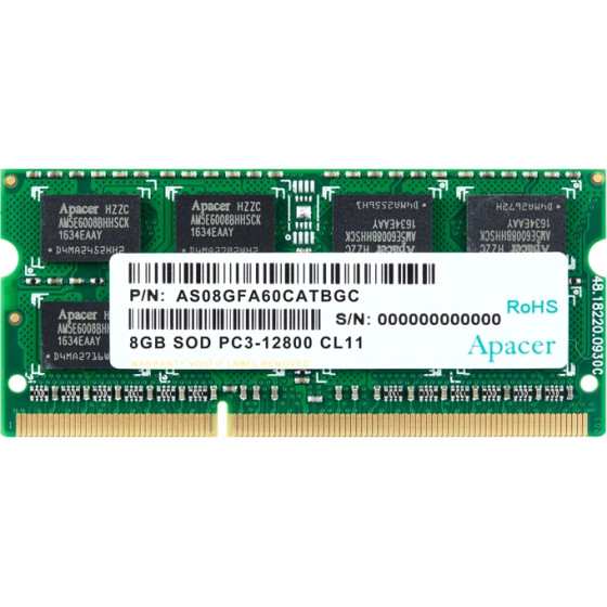Apacer RAM 8GB DDR3 SODIMM 512x8 1600MHz - (AS08GFA60CATBGC)