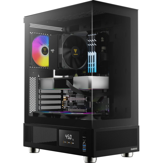 Gamdias Case ATX - ATLAS E1 - 3 x 120 mm A-RGB, Digital Display, Tempered Glass - (ATLAS-E1)