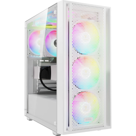 Gamdias Case ATX - AURA GC2 Elite White - Mesh, RGB, Tempered Glass - (GAMDIAS-AURA-GC2-ELITE-WH)