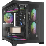 Gamdias Case mATX - AURA GC10M v2 - 3 x 120 mm A-RGB, USB-C, Tempered Glass - (AURA-GC10M-V2-ARGB-BK)