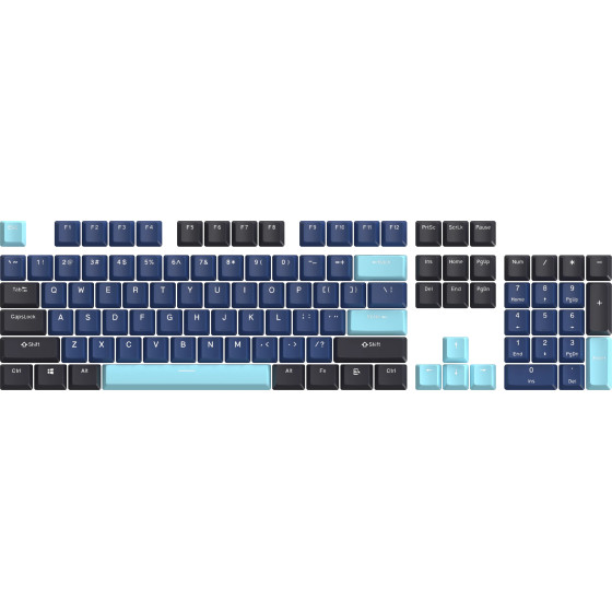 Marvo Custom Keycap Set PBT, 104 keys, Dark Blue, Black, Cyan - -KP-01-BL - (MARVO-KP-01-BL)