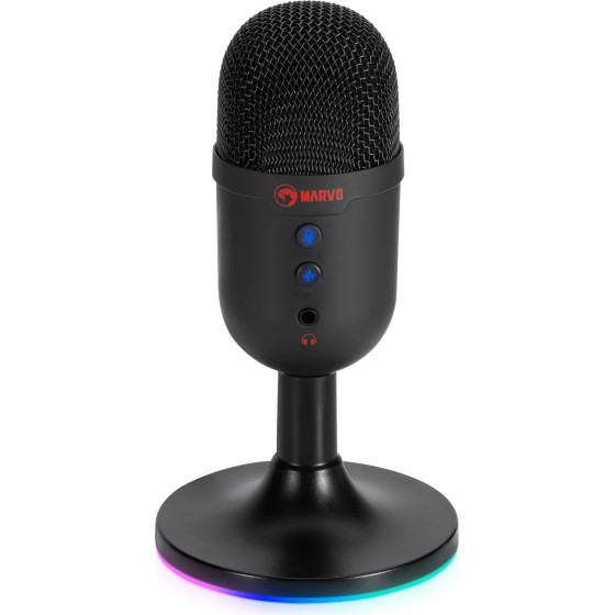 Marvo Gaming USB Microphone - MIC-06 Black - USB, RGB - (MARVO-MIC-06-BK)