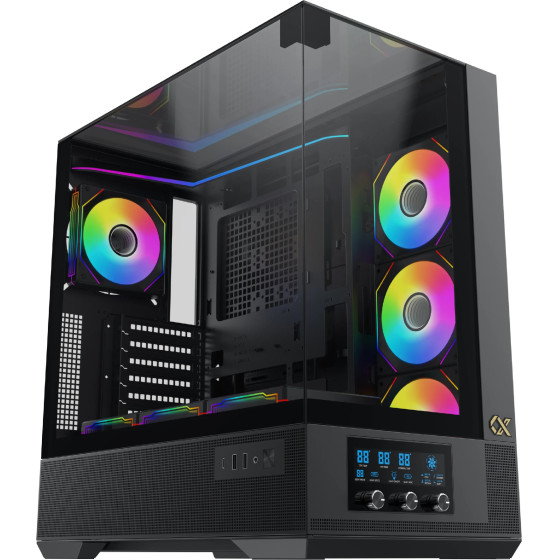 Xigmatek Case EATX - Vision - 7 ARGB Fans, LCD Display Panel, Smart Fan Control - (EN45196)