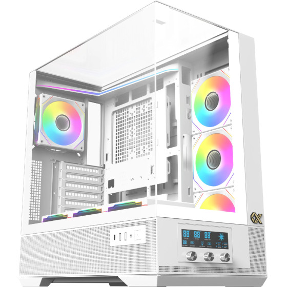 Xigmatek Case EATX - Vision Arctic - 7 ARGB Fans, LCD Display Panel, Smart Fan Control - (EN45219)
