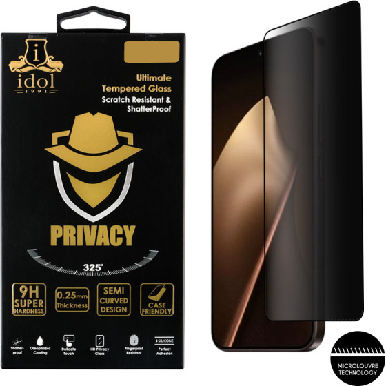 Idol 1991 Tempered Glass Xiaomi 15T Pro 5G 6.83'' 9H 0.25mm Privacy Antispy Semi Curved Full Glue BLACK