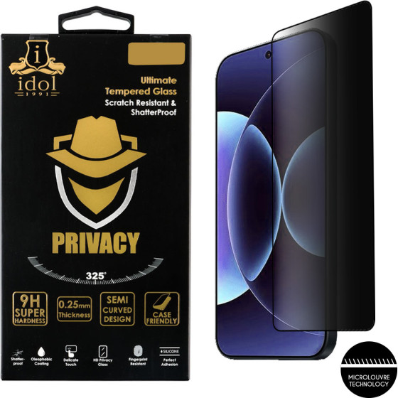 Idol 1991 Tempered Glass Xiaomi 17 Pro Max 5G 6.9'' 9H 0.25mm Privacy Antispy Semi Curved Full Glue BLACK