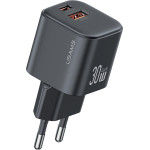 Usams ��������� ������ CC263, Usb & USB-C, 30W, GaN, ������ - (CC263TC01)