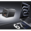 Usams ��������� ������ CC265, Usb & 2x USB-C, 67W, GaN, ������ - (CC265TC01)