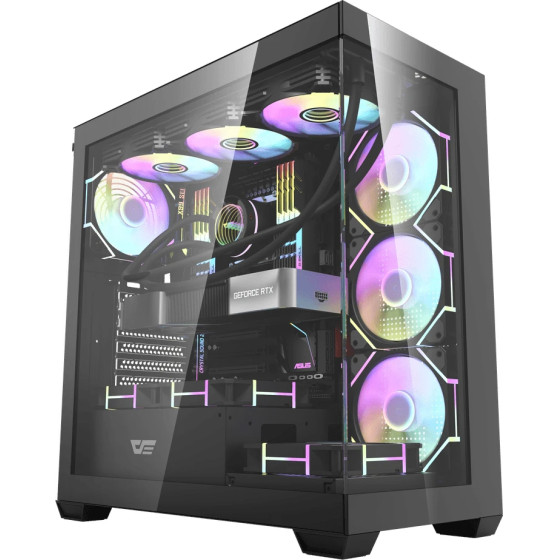 Darkflash Case Atx - DS900 Black - 7 x 120 Mm A-Rgb Fans included, USB-C - (DS900-7F-BK)