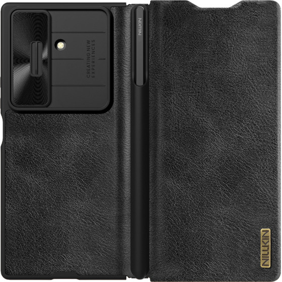 Nillkin Qin Pro Case For Samsung Galaxy Z Fold 7 With S Pen Space - Black - (Qin Pro Leather Case (With S pen) Sam Z Fold 7 Black)