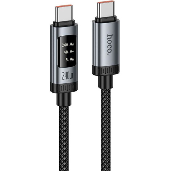 Hoco Data Cable With Digital Display Usb A To Usb C Pd 6A 100W 1,2 m U148 black