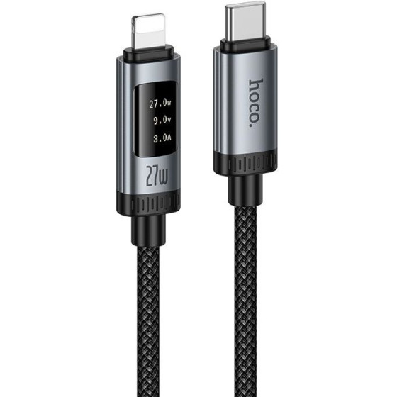 Hoco Data Cable With Digital Display Usb C To Lightning Pd 27W 1,2 m U148 black