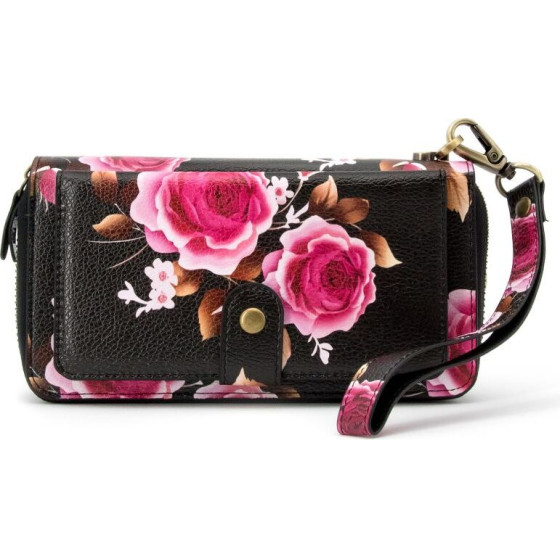 Evelatus Case universal pocket Universal Wallet Zipper Design Flower Black - (EVEAPP14WZDFB)