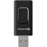 Evelatus Flash drive USB Flash 4in1 32GB EFD03 (USB,Micro,Type C and iPhone) Black - (EUSB4IN132GBB)