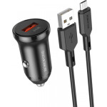 Borofone Car Charger BZ18, 18W, 3A, 1 x USB-A, With Microusb Cable, Black