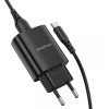 Borofone Wall Charger BN1, 10W, 2.1A, 1 x USB-A, With USB-C Cable, Black