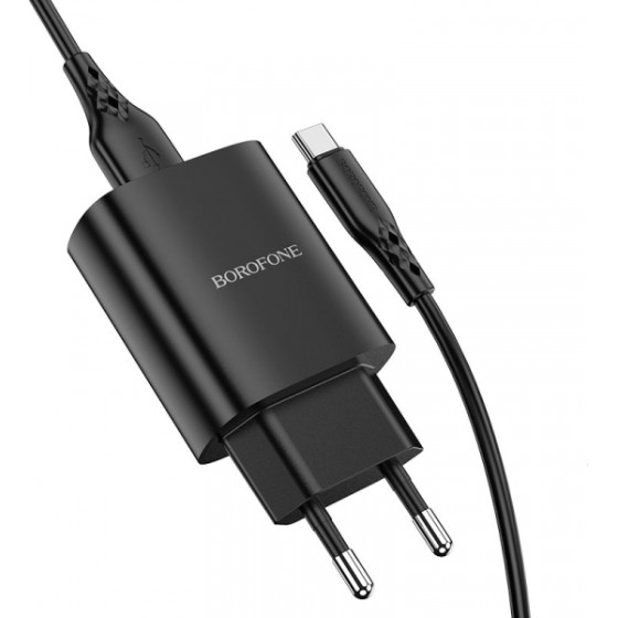 Borofone Wall Charger BN1, 10W, 2.1A, 1 x USB-A, With USB-C Cable, Black