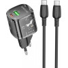 Borofone Wall Charger BN17 Sunlight, 20W, 3A, 1 x USB-A - 1 x USB-C, With USB-C Cable, Black