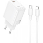 Borofone Wall Charger BN26 Fuente, 20W, 3A, 1 x USB-C, With USB-C Cable, White