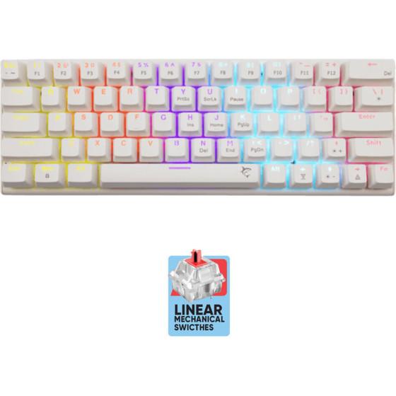 White Shark Mechanical Keyboard GK-002211V2 Us Red Switch WAKIZASHI-2 White - (WAKIZASHI-2-US-W-RED.SW)