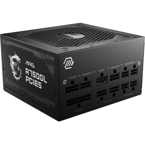 MSI Psu Mag A750GL PCIE5 II/ 750W/ ATX3.1/ act. PFC/ 7 Let warranty/ 120mm fan/ modular/ 80PLus Gold - (306-7ZP8E11-CE0)