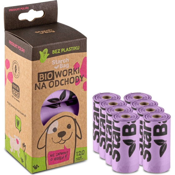 Starch Bag STARCHBAG BIO compostable poop bags lilac - 8x15 pcs