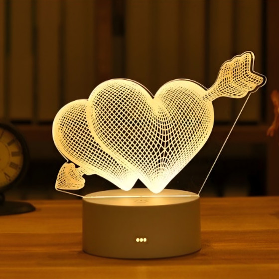 EXTRALINK 3D Broken Hearts Night Light Home, Optical Illusion For Bedroom Usb - (EX.24107)