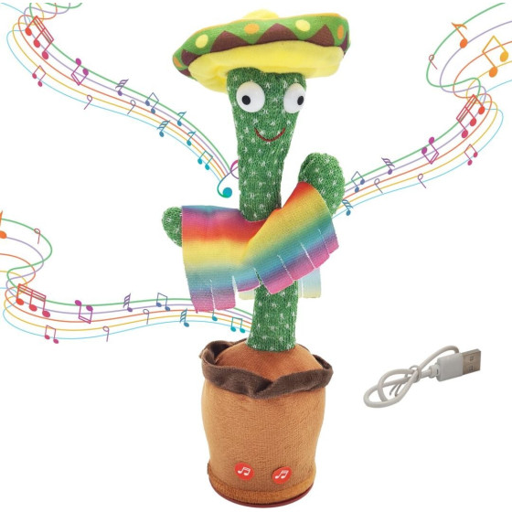 EXTRALINK Dancing Cactus Toy With Sombrero Toys, Singing For Kids Led Usb - (EX.24237)