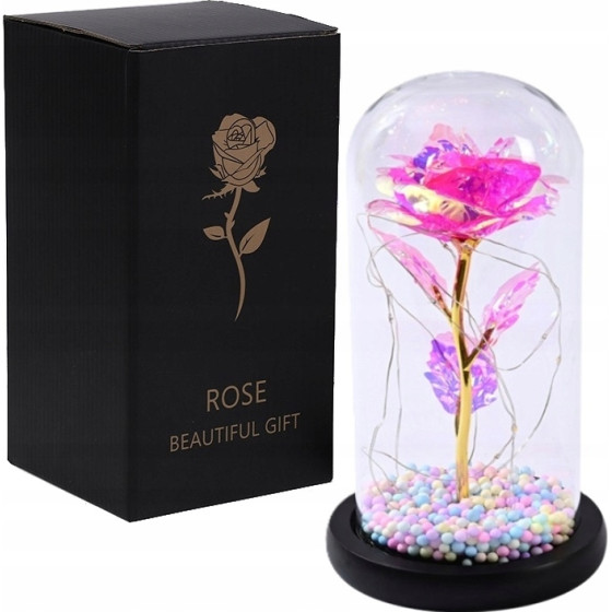 EXTRALINK Eternal Rose In Glass Home, Pink Led Light - (EX.24183)