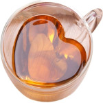 EXTRALINK Home Heart-Shaped Love Mug, Double-Walled Heat-Resistant Glass Cup 250ml - (EX.24091)