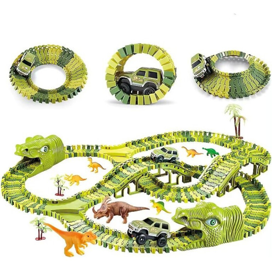 EXTRALINK Large Racing Track, Dino Park Toys, Car, Dinosaur, Dinosaur Park, XXL, 240 Pieces - (EX.24220)