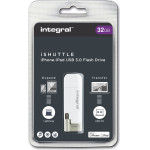 Integral iShuttle - a compact and convenient USB 3.0 Flash Drive with added Lightning connector - (INFD32GBISHUTTLE)