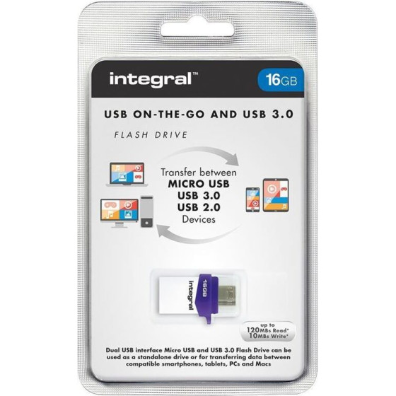 Integral Micro Fusion Flash Drive 16 GB - (INFD16GBMIC3.0-OTG)