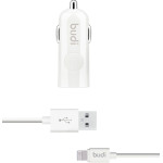 Budi - 1 USB car charger with LED indicator+lightning cable - (BD062L)