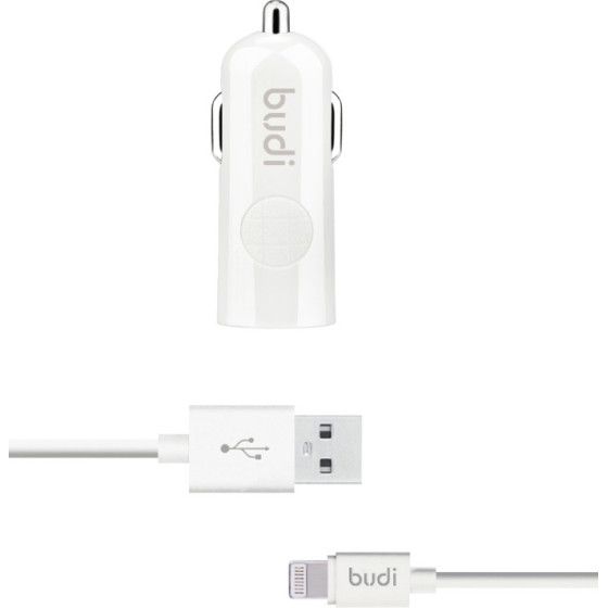 Budi - 1 USB car charger with LED indicator+lightning cable - (BD062L)
