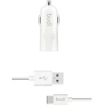 Budi - 1 USB car charger with LED indicator+USB type C cable - (BD062T)