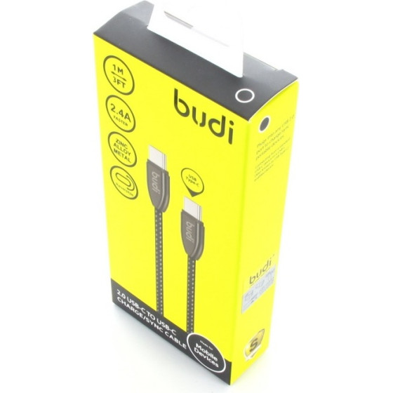 Budi - USB-C to USB-C cable, 2.4A, 1 m (Black) - (BD160C)