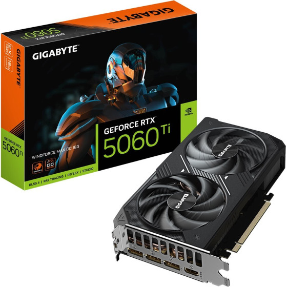 Gigabyte Geforce Rtx 5060 Ti Windforce Max Oc 16G Graphics Card - 16GB GDDR7, 128bit, PCI-E 5.0, 2587MHz Core Clock, 3 x DP, 1 x HDMI, Nvidia Dlss 4, - (GV-N506TWF2MAx OC-16GD)