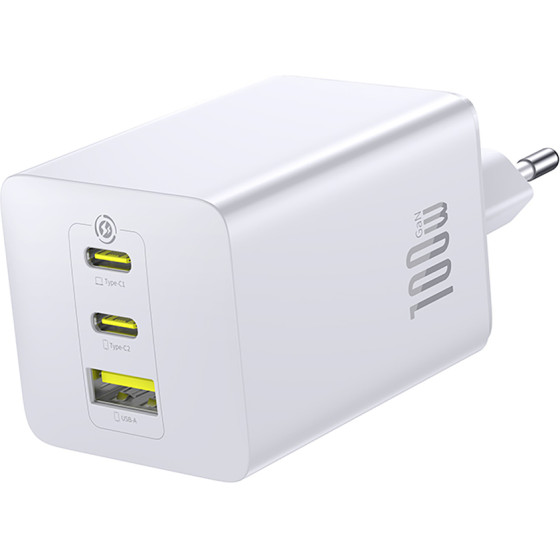 Baseus Enerfill FE11 2 x USB-C / USB-A 100W Wall Charger - White - (P10182102213-00)
