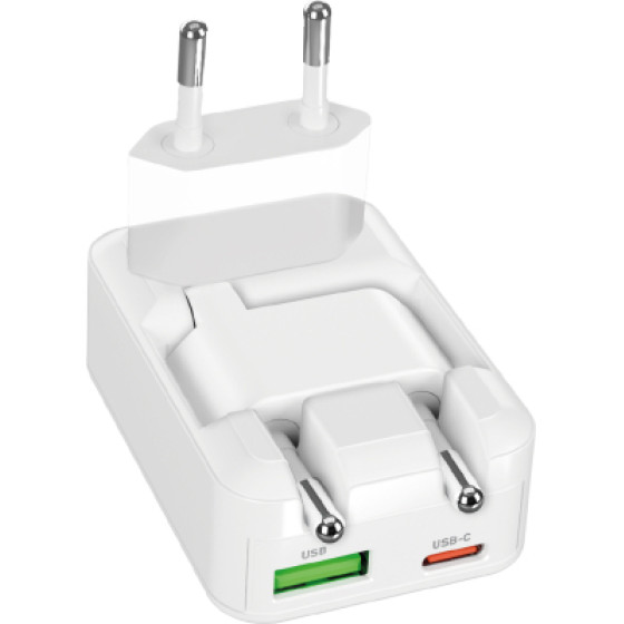 SBS Travel Charger Foldable 45W White - (ANUSBTCFOLD45W)