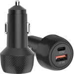 Techsuit - Car Charger Carbonvolt (C7) - Fast Charge 48W, USB, Type-C, QC3.0 18W, PD30W - Black