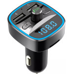 Techsuit - Fm Modulator Jamlink (MFM2) - Dual USB, Sd Card, Blue Ambient Ring Light, Ultra-Compact Design, Bluetooth - Black