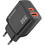 Techsuit - Wall Charger Duonix20W (CH2) - Type-C, USB, Dual Travel Charger 20W - Black