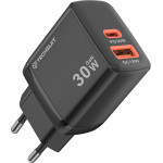 Techsuit - Wall Charger Duonix30W (CH1) - Type-C, USB, Dual Travel Charger 30W - Black