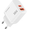 Techsuit - Wall Charger Duonix30W (CH1) - Type-C, USB, Dual Travel Charger 30W - White