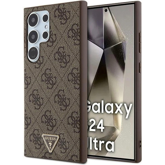 Guess - Leather 4G Triangle Strass - Samsung Galaxy S24 Ultra - Brown - (GUHCP24UXP4TDPW)